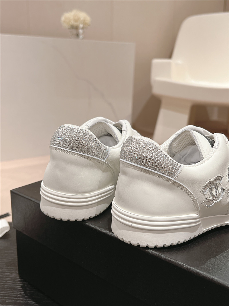 Ch**el rhinestone stitching casual sneakers