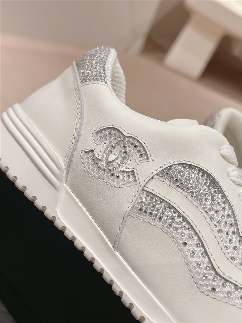 Ch**el rhinestone stitching casual sneakers