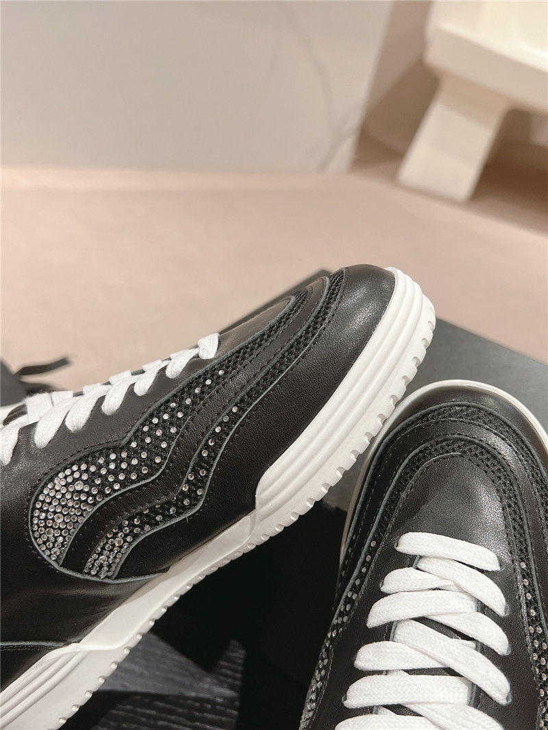 Ch**el rhinestone stitching casual sneakers