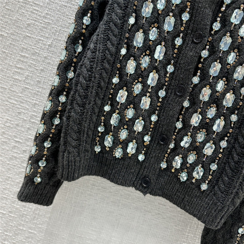 Miu Miu Round Neck Beaded Cardigan