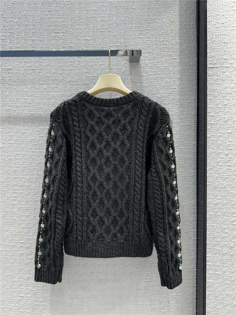 Miu Miu Round Neck Beaded Cardigan