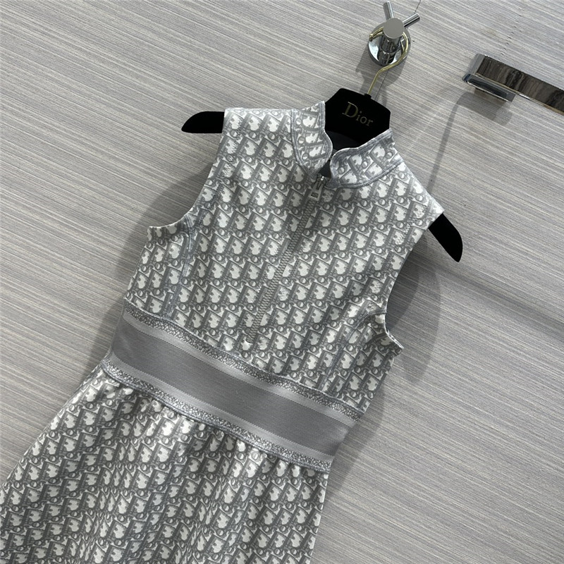 D10r grey sleeveless logo print dress
