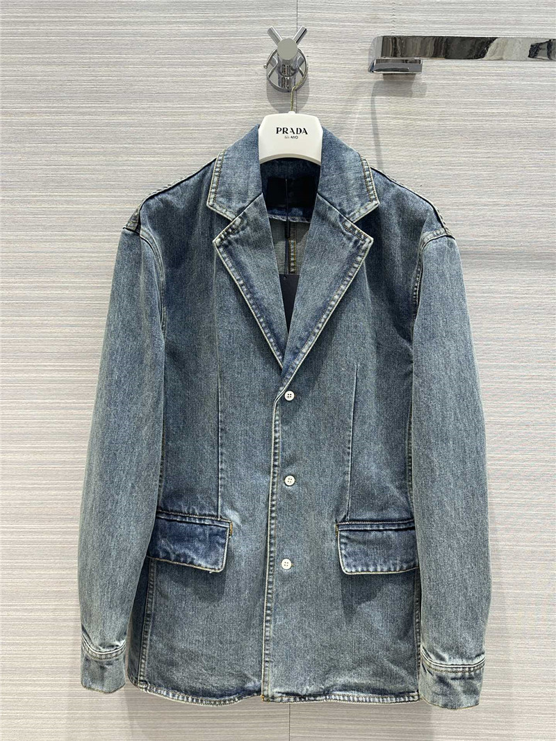 Pra*a enzyme washed denim blazer