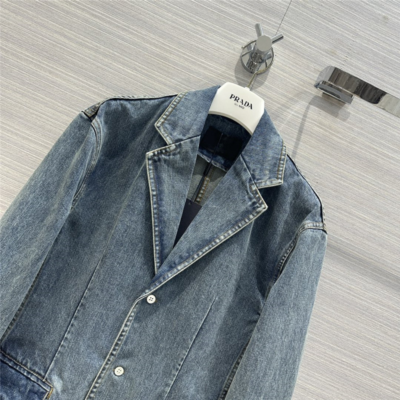 Pra*a enzyme washed denim blazer