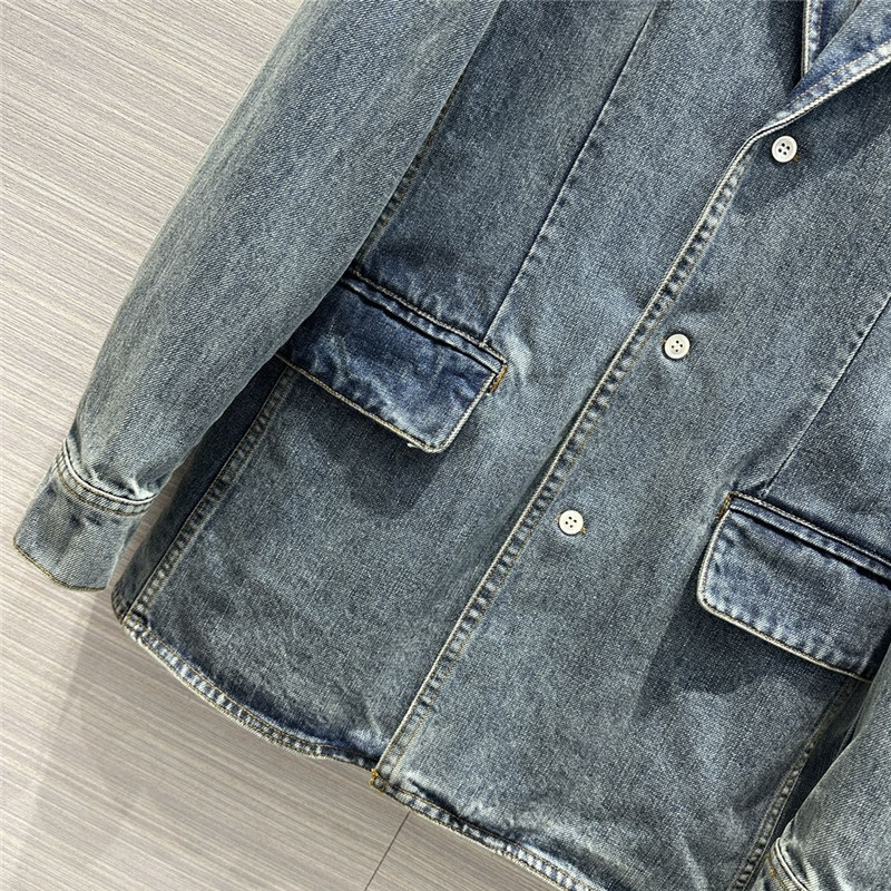Pra*a enzyme washed denim blazer