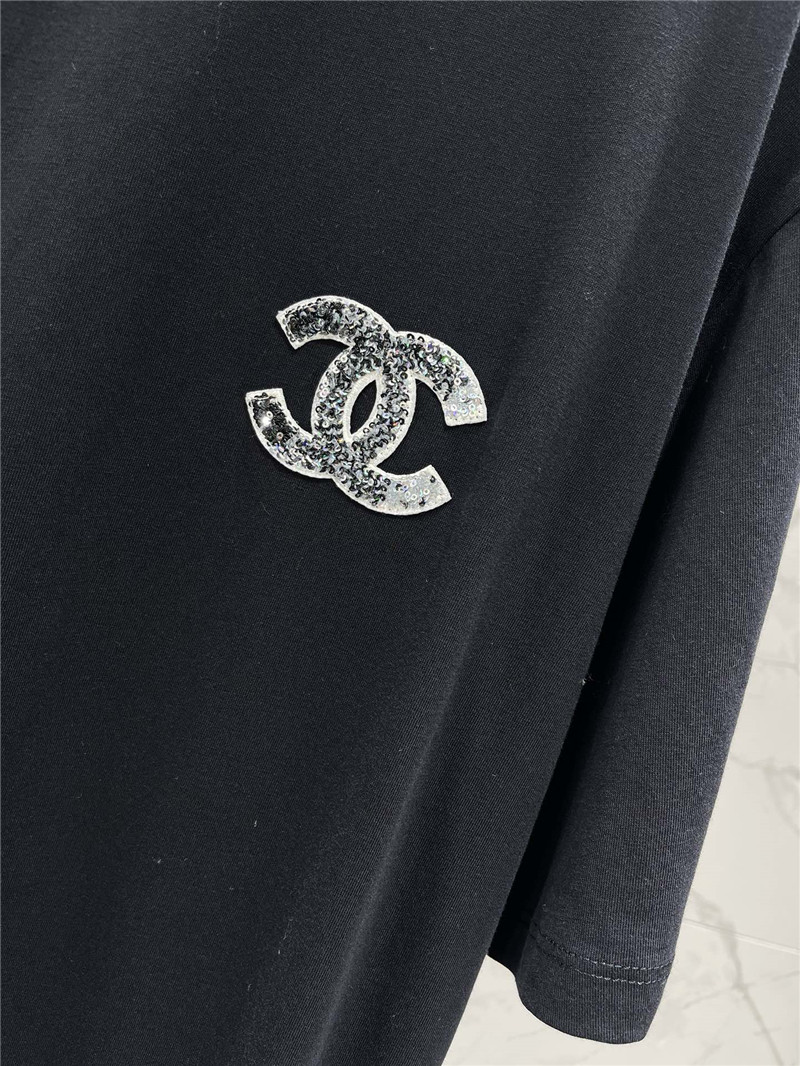 Ch**el pure cotton double c letter loose t-shirt