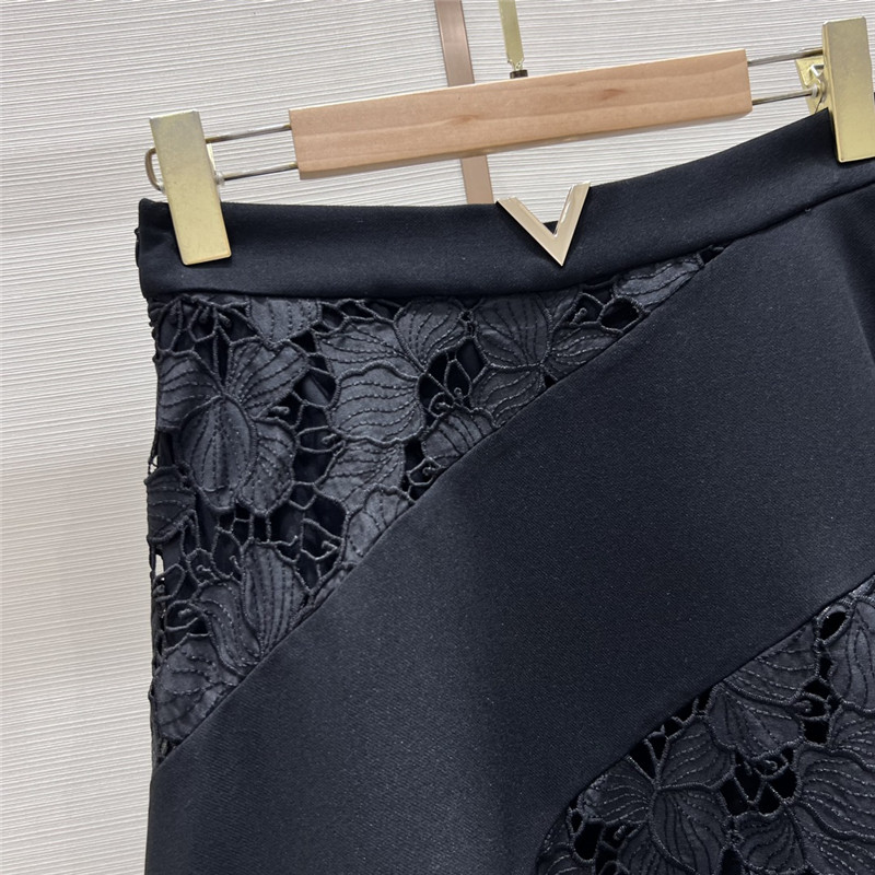 Va1e*ntin0 embroidered patchwork long skirt