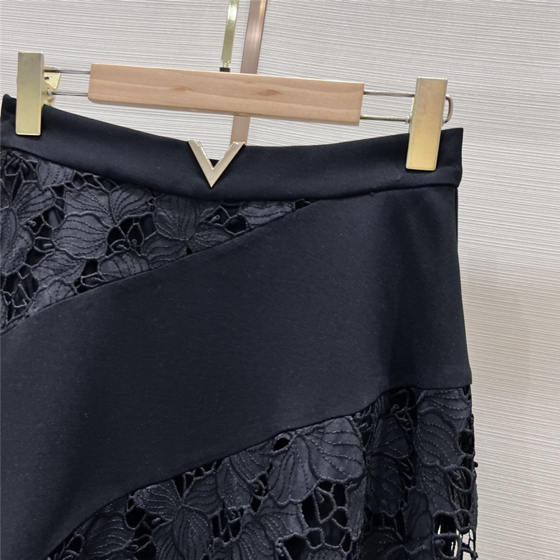 Va1e*ntin0 embroidered patchwork long skirt