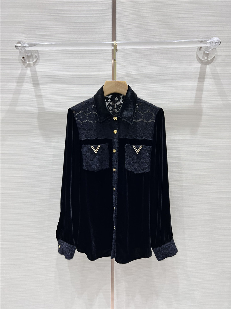 Va1e*ntin0 fake two piece patchwork design lapel shirt