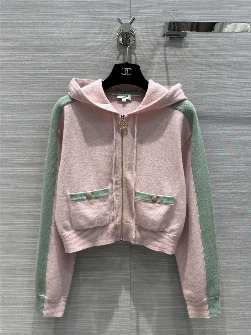 Gvc*1 hooded zipper cashmere mini jacket