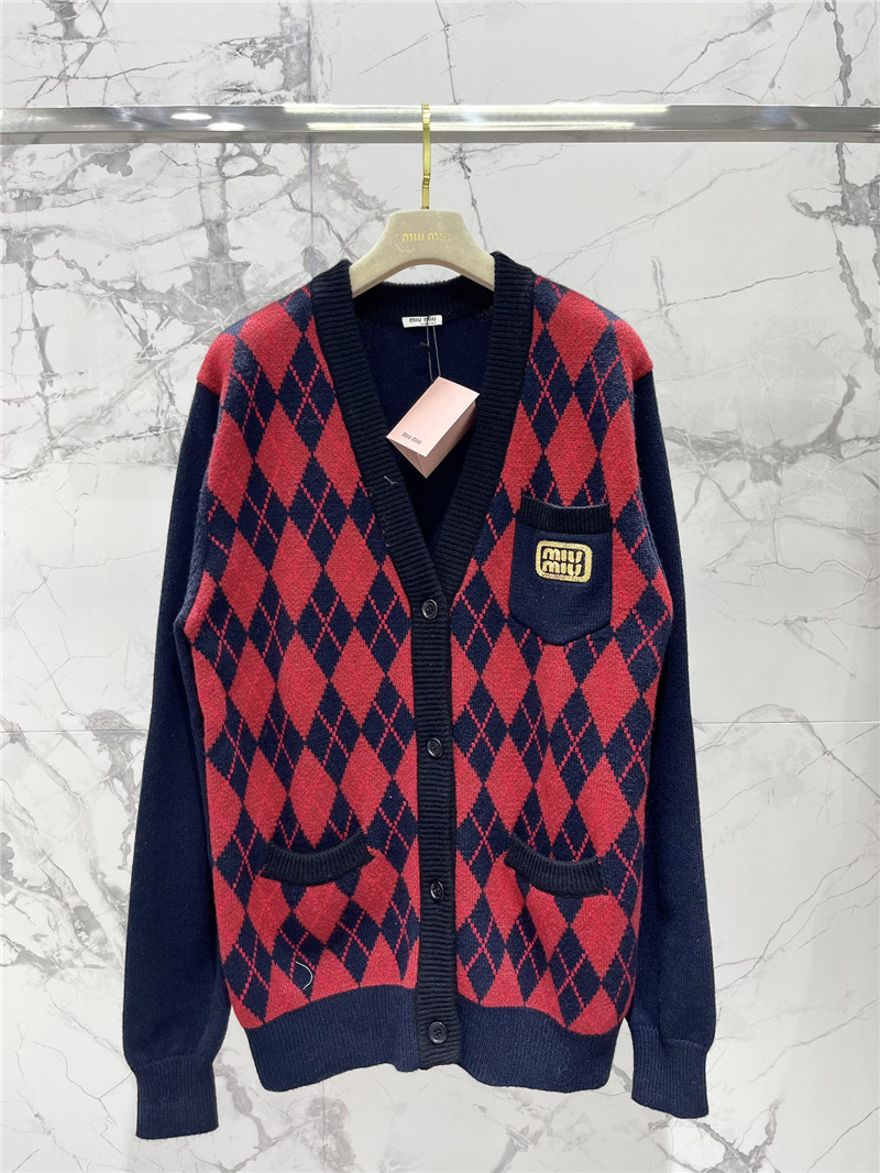 miu miu logo D1am0nd knit cardigan