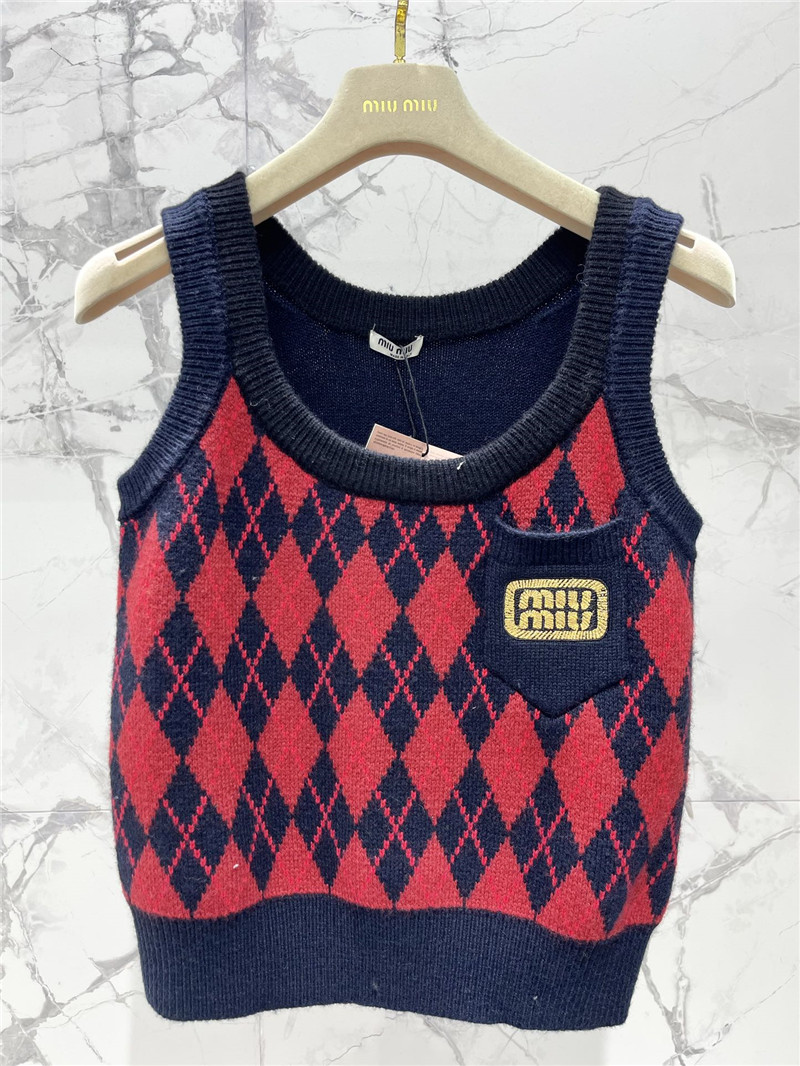 miu miu logo D1am0nd wool vest