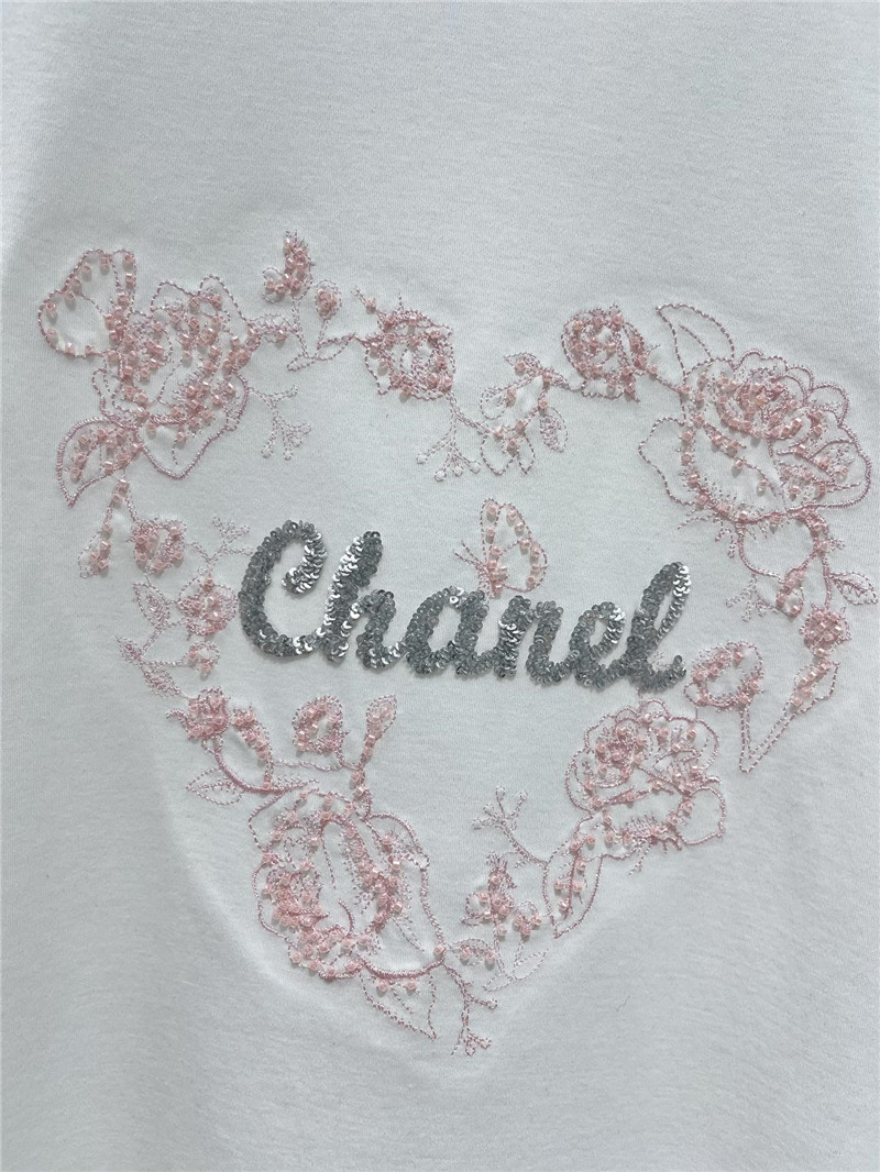 Ch**el colorblock embellished short-sleeved t-shirt