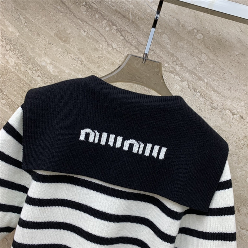 Miu Miu Navy Shawl Striped Cardigan