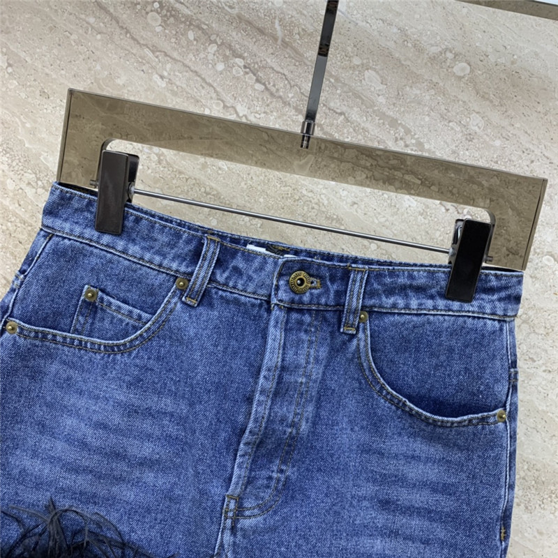 M1um1u ostrich hair denim skirt