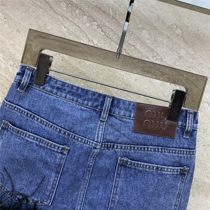 M1um1u ostrich hair denim skirt