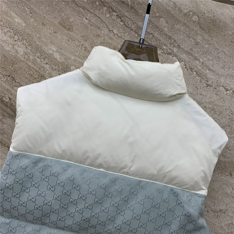 Gvc*1 double g jacquard letter stand collar down vest jacket