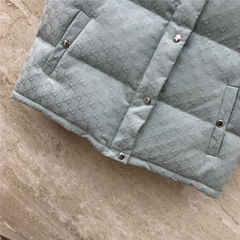 Gvc*1 double g jacquard letter stand collar down vest jacket