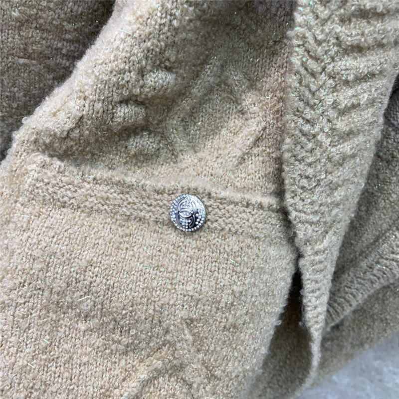 Ch**el coco neige lace-up heavy cardigan jacket