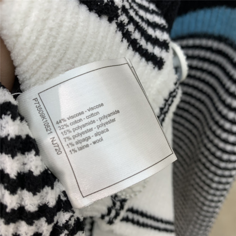 Ch**el contrast wool cardigan in white