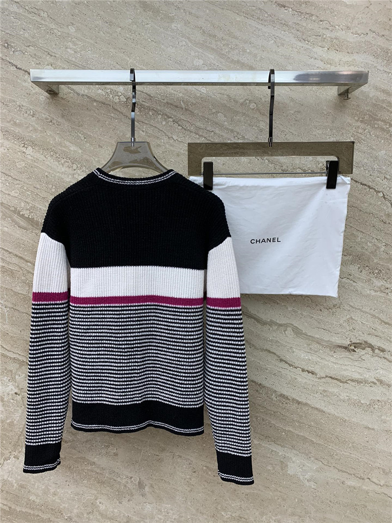 Ch**el contrast wool cardigan in navy