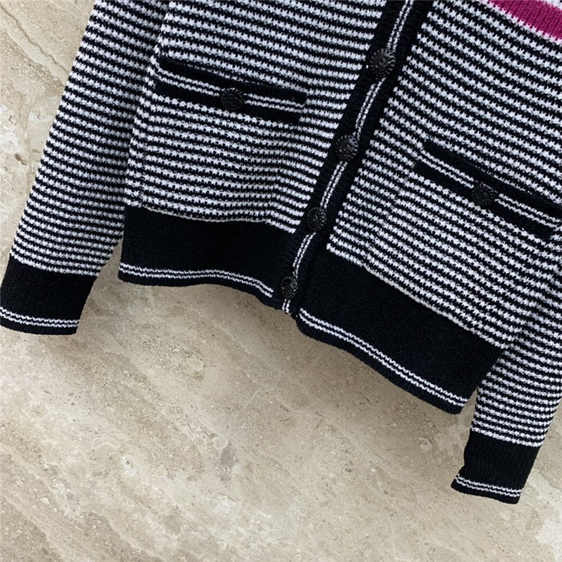 Ch**el contrast wool cardigan in navy