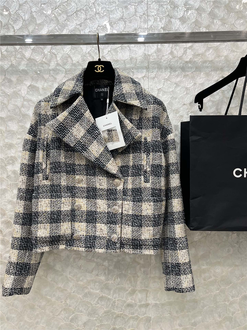 Ch**el plaid short lapel jacket