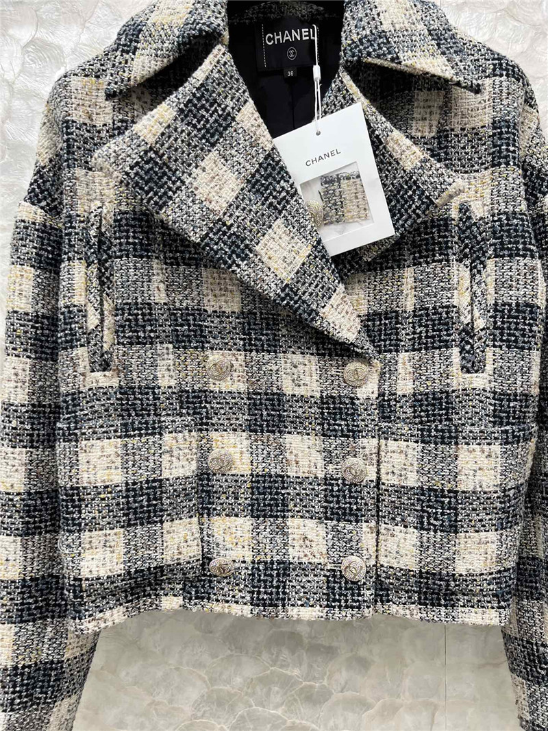 Ch**el plaid short lapel jacket