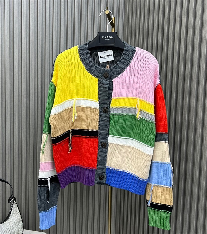Miu Miu Colorblock Cable Knitted Cardigan