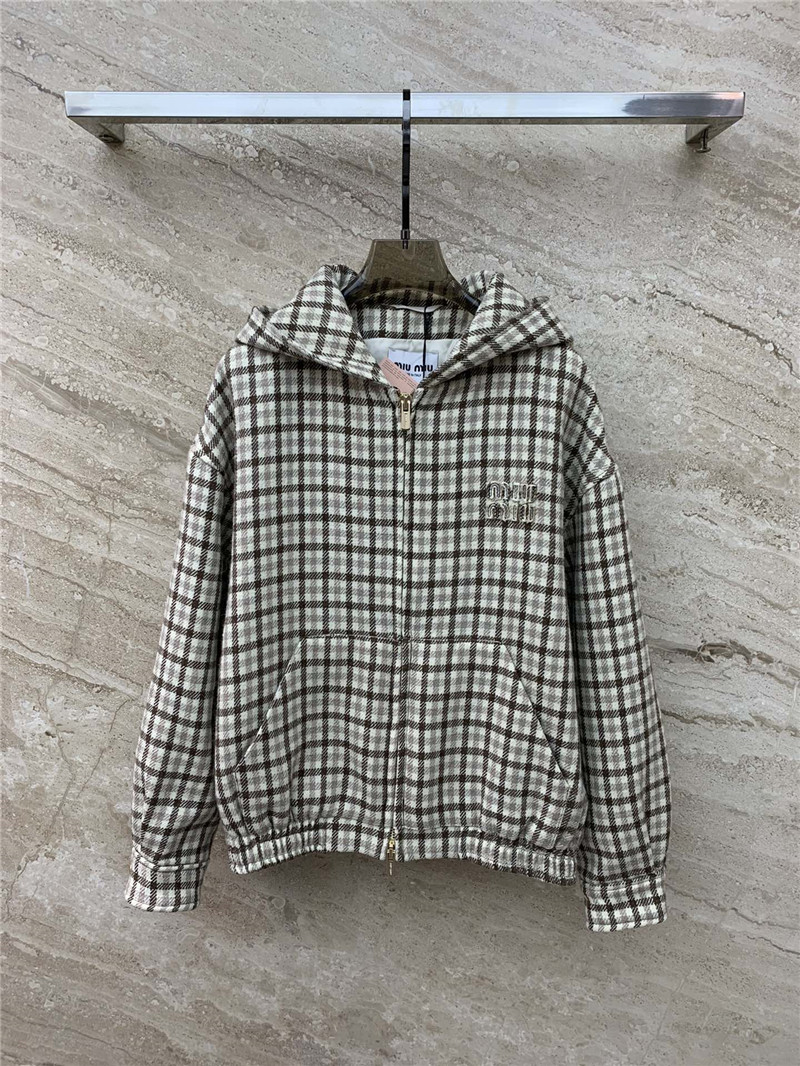 M1um1u classic wool belted hooded jacket