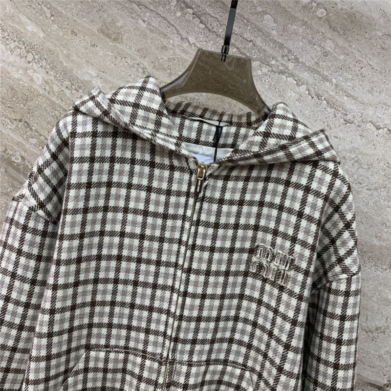 M1um1u classic wool belted hooded jacket