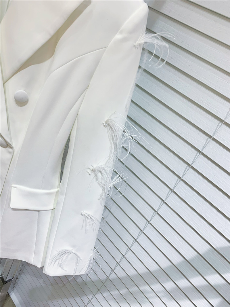 M1um1u luxurious patchwork feather acetate blazer