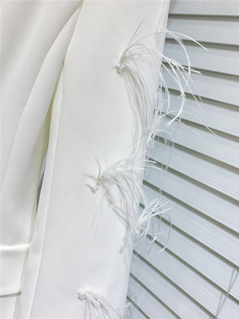 M1um1u luxurious patchwork feather acetate blazer