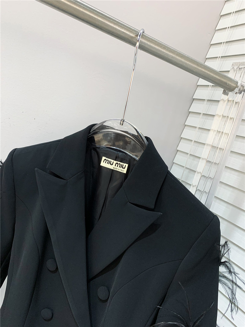 M1um1u luxurious patchwork feather acetate blazer