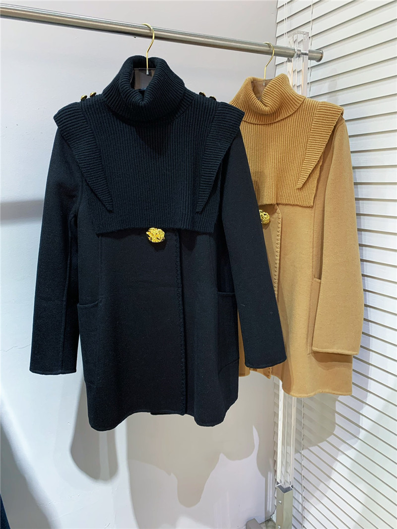 Y51 wool mid-length coat with rose gold buttons