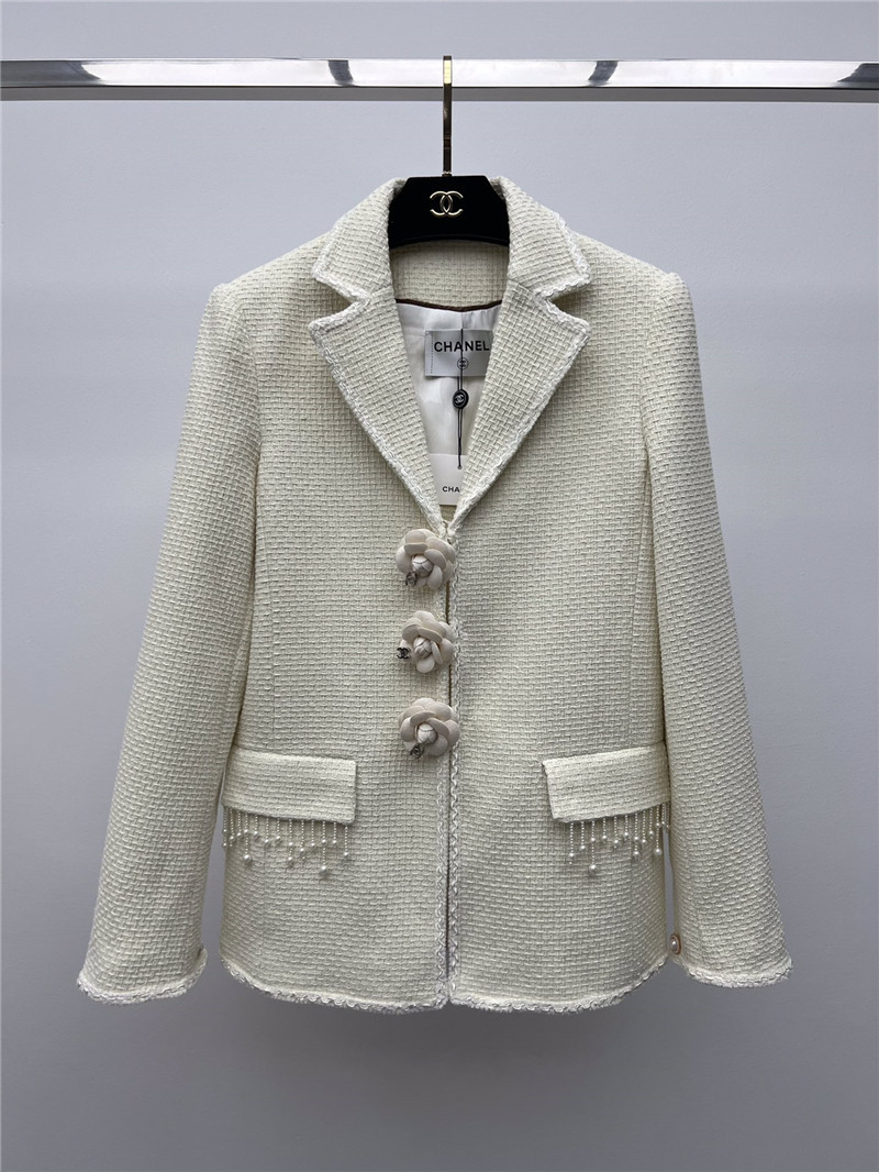 Ch**el floral embellished woven jacket