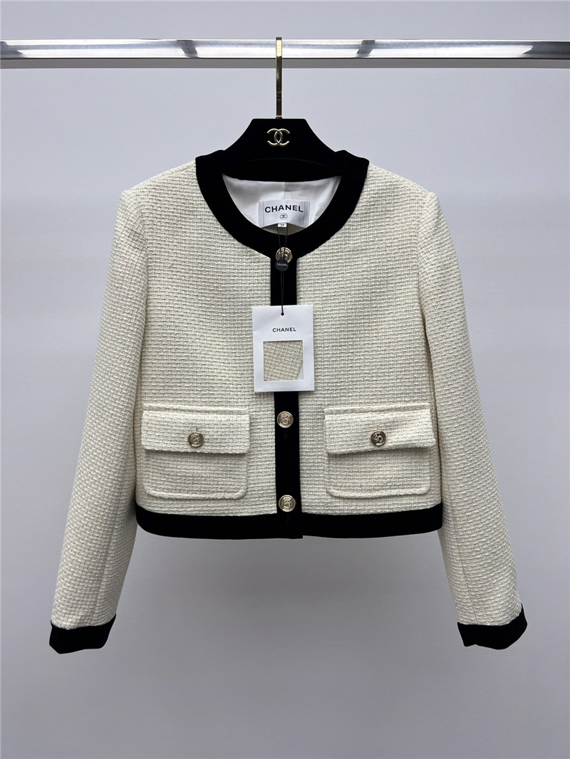 Ch**el contrasting crew neck woven jacket