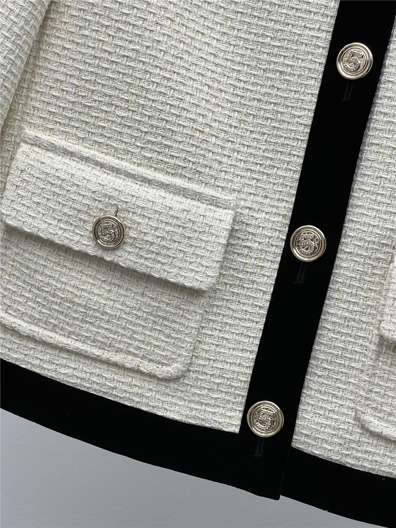 Ch**el contrasting crew neck woven jacket