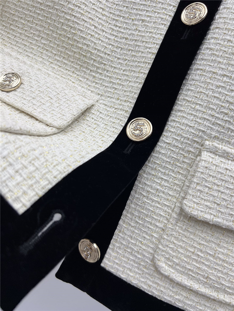 Ch**el contrasting crew neck woven jacket