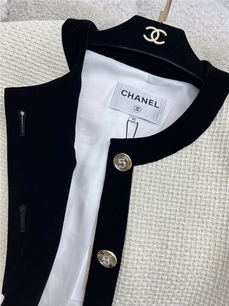 Ch**el contrasting crew neck woven jacket