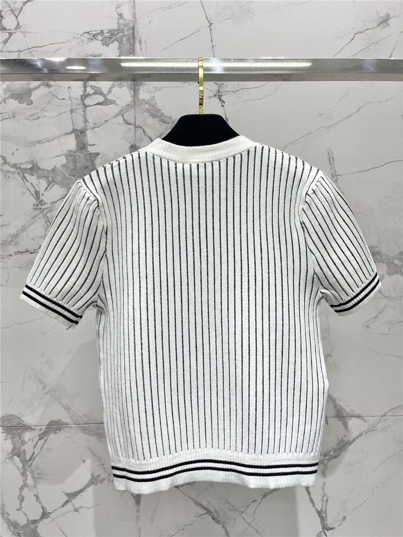 Ch**el crew neck striped logo sweater white