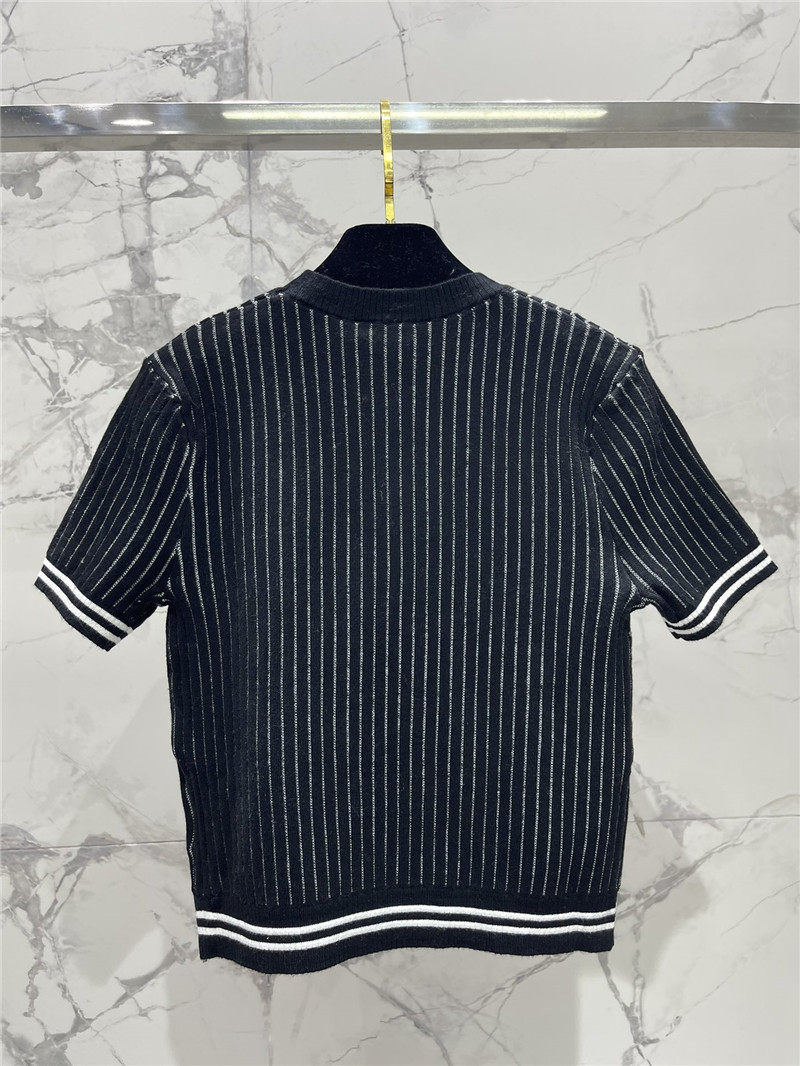 Ch**el crew neck striped logo sweater black