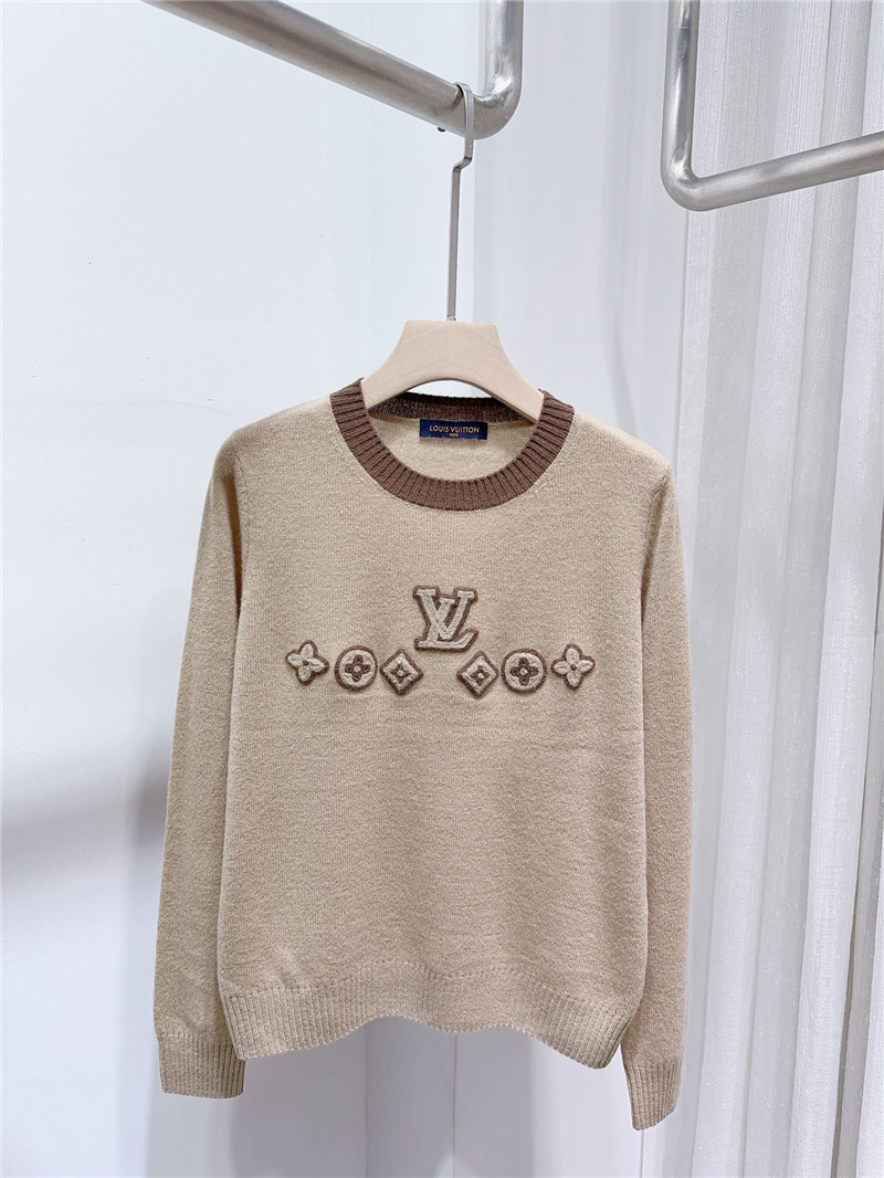 LV Logo Cashmere Sweater in Elegant Beige