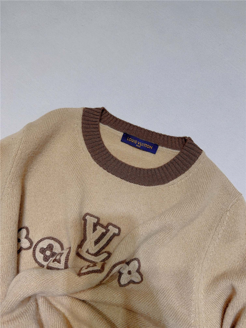 LV Logo Cashmere Sweater in Elegant Beige