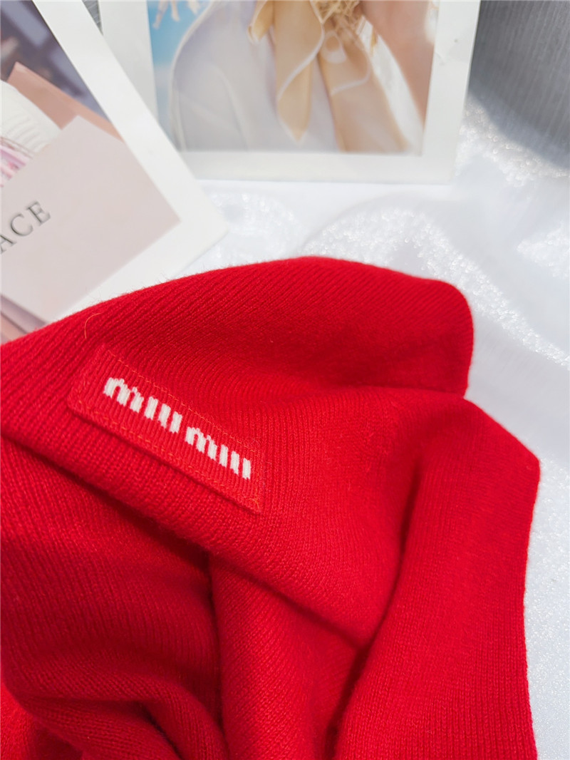 Miu Miu Logo Wool Sweater in Vibrant Red