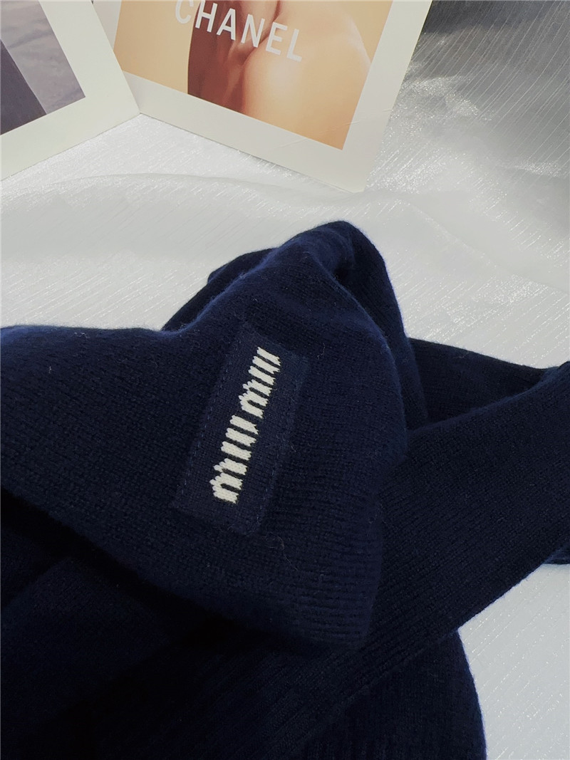 Miu Miu Logo Wool Sweater in Classic Navy
