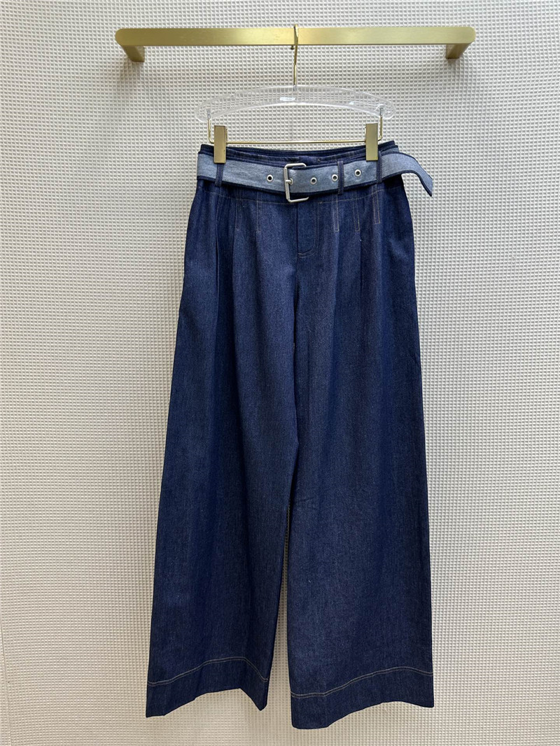 D10r wide leg floor-length jeans with loose belt