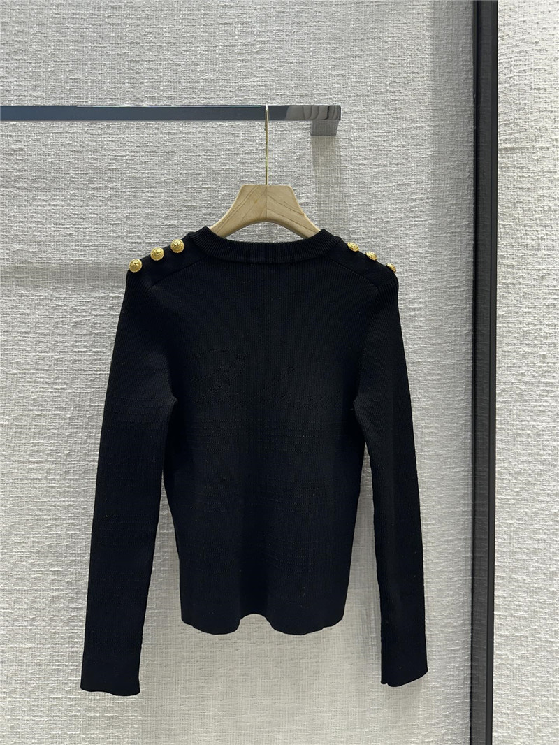 Balmain Navy Button Knitted Sweater