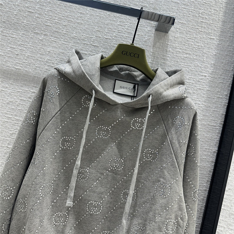 gvc*1 crystal hot D1am0nd gg letter hooded sweatshirt