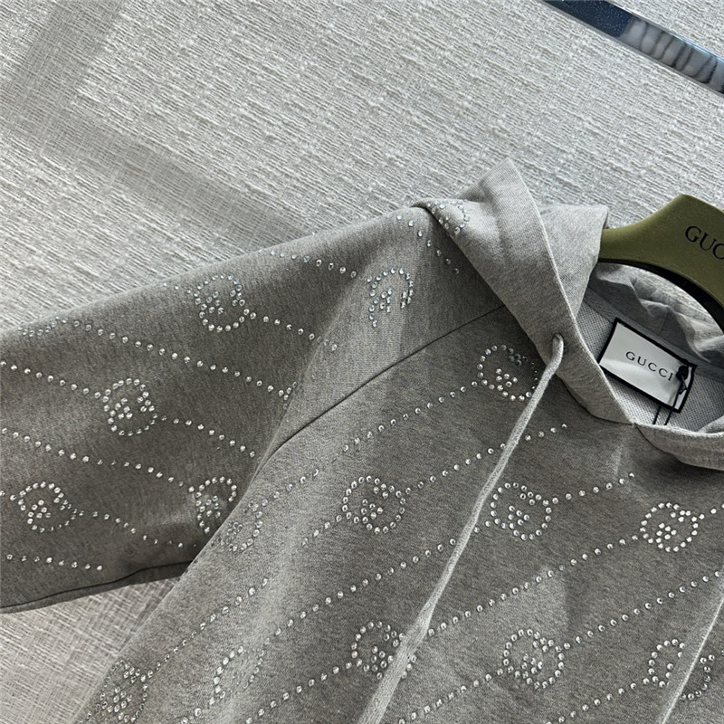 gvc*1 crystal hot D1am0nd gg letter hooded sweatshirt